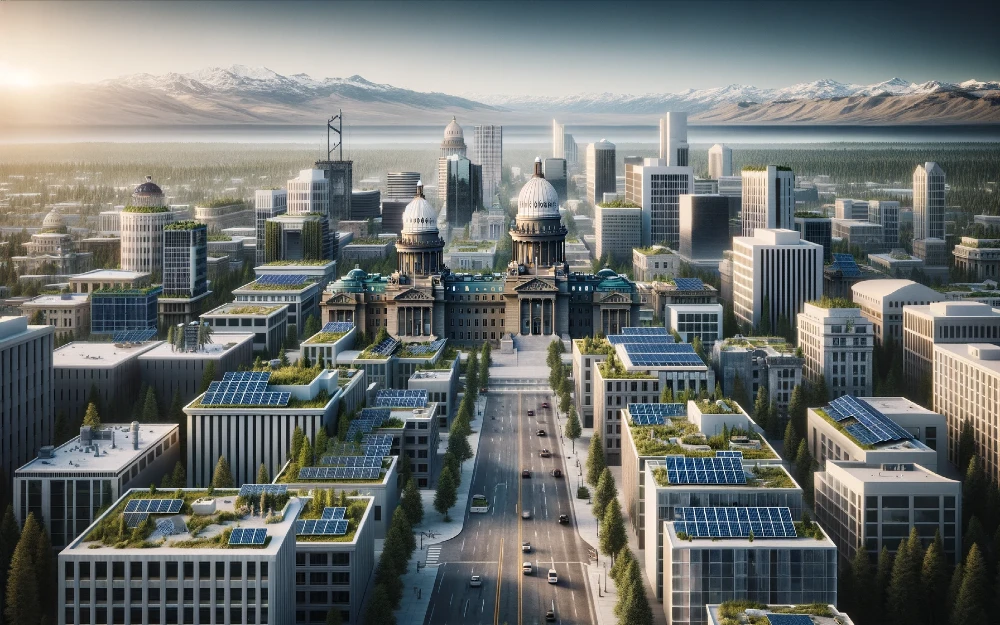 Boise, Idaho imagined by AI powered with solar energy.