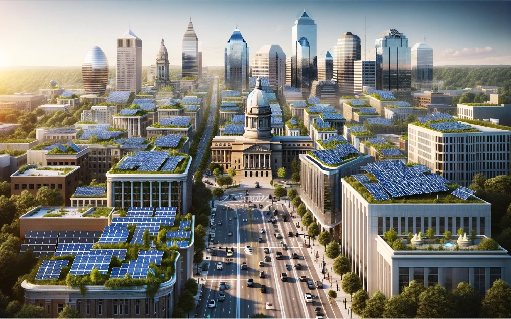 Frankfort, Kentucky imagined by AI powered with solar energy.