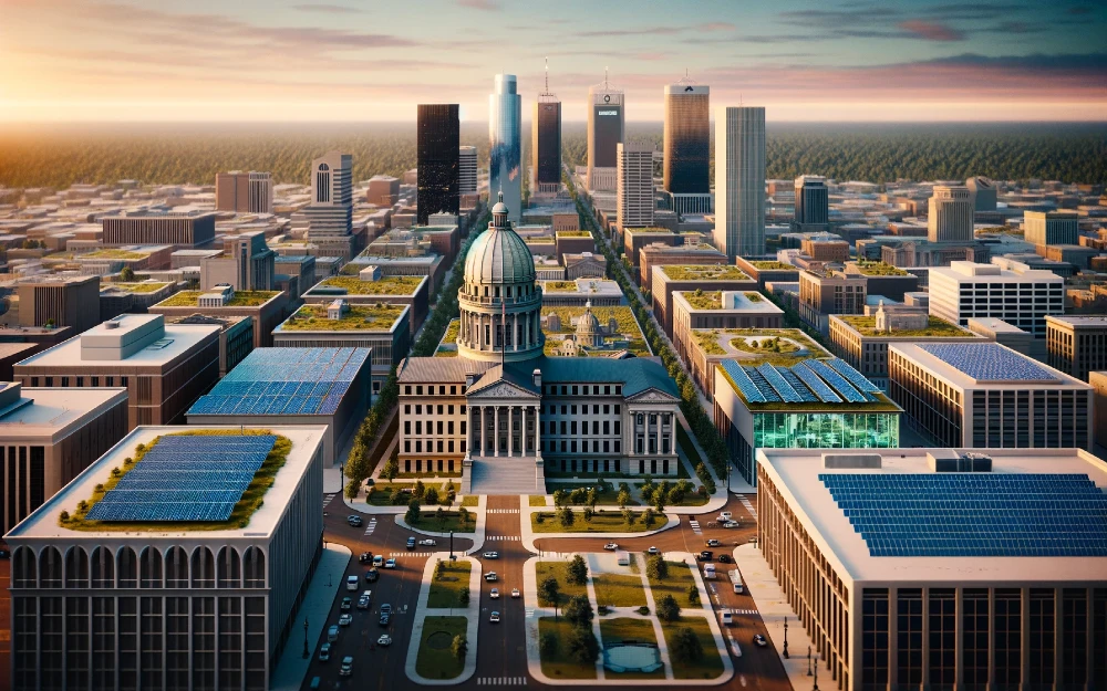 Jackson, Mississippi imagined by AI powered with solar energy.