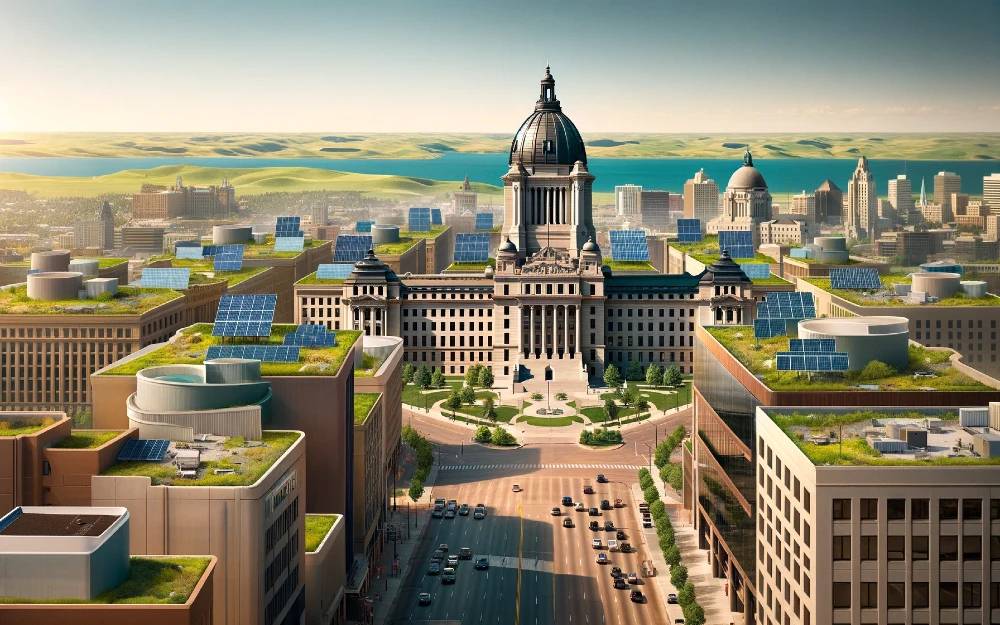 Pierre, South Dakota imagined by AI powered with solar energy.