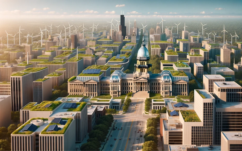 Springfield, Illinois imagined by AI powered with solar energy.
