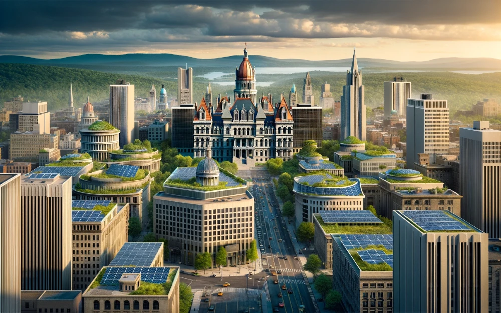 Albany, New York imagined by AI powered with solar energy.