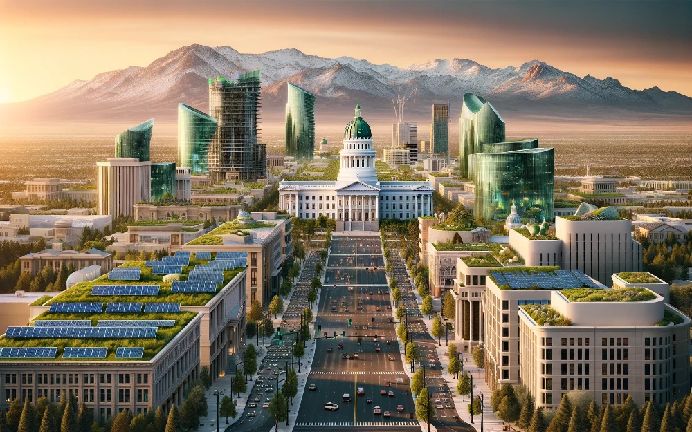Carson City, Nevada imagined by AI powered with solar energy.