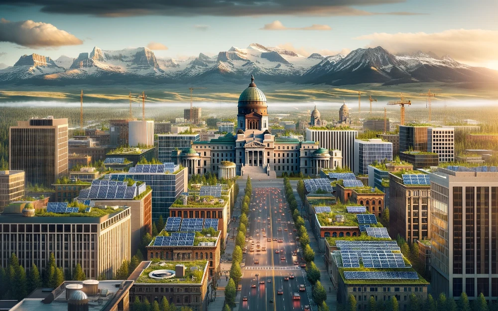 Helena, Montana imagined by AI powered with solar energy.