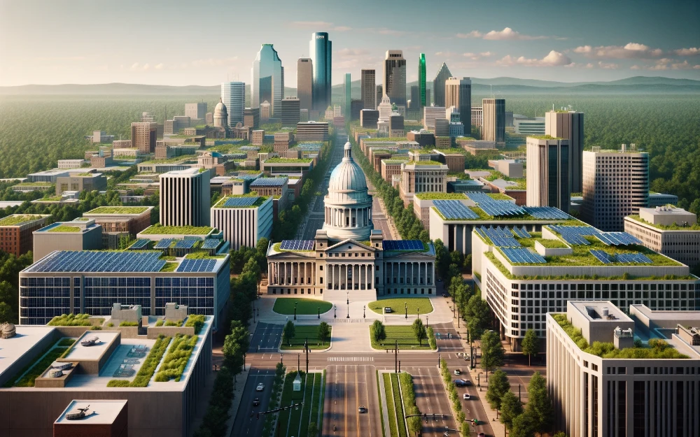 Little Rock, Arkansas imagined by AI powered with solar energy.