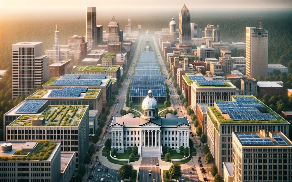 Montgomery, Alabama imagined by AI powered with solar energy.