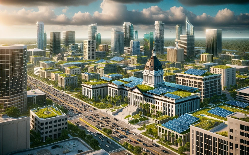 Tallahassee, Florida imagined by AI powered with solar energy.