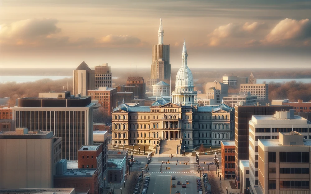 Current Lansing, Michigan envisioned by AI.